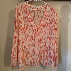 Boden Blouse US 16 Orange/Coral and White